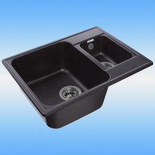 Кухонная мойка из кварца GRANFEST QUARTZ GF Z-09 черный 620х480х180, сифон в комплекте