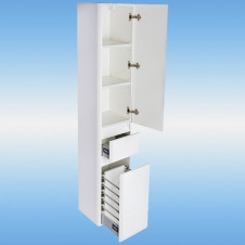 Пенал напольный STYLE LINE АТЛАНТИКА 35 Plus 1 дверь, 1 ящик, корзина, белый 350x1850x320