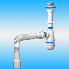 Сифон для мойки АНИ ПЛАСТ C0515 ø 1 1/2x40 с гибкой трубой 40-40/50