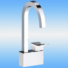 Смеситель для кухни WasserKraft Aller 1067 WHITE однорычажный, высокий квадратный излив, хром/белый