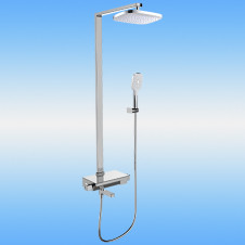 Душевая стойка D&K DA2183716G15 смеситель однорычажный термостат, верхняя и ручная лейка, хром