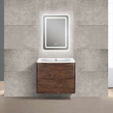 Тумба подвесная VINCEA PAOLA VP600 + раковина искуст.камень, темное дерево,  589x466x500