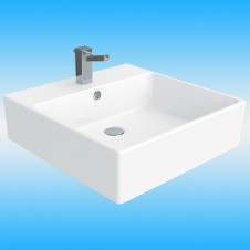 Раковина накладная CREAVIT NX256 50x50 cm Top Counter Square с отв. под смеситель, перелив, белая