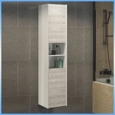 Шкаф-колонна COMFORTY ЖЕНЕВА-35 подвесная, 2 двери, универсальная, дуб белый 350х1600х320