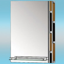 Зеркало LEDEME L620-1 прямоугольное с черно-золотым краем и стразами, 1 полочка 800х600
