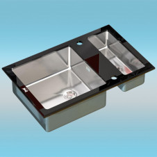 Мойка врезная ZorG INOX GLASS GL 8051-2 BLACK 800x510x190 черное стекло, 2 чаши