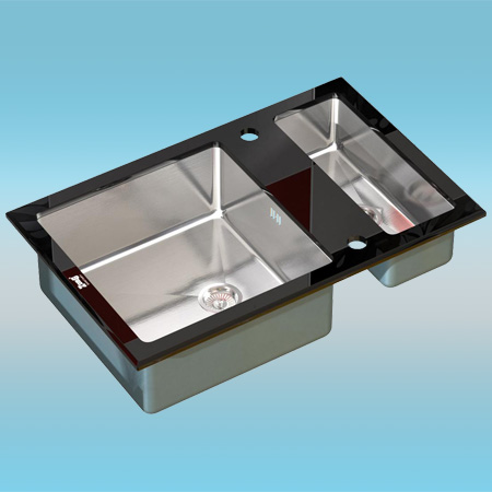 Мойка врезная ZorG INOX GLASS GL 8051-2 BLACK 800x510x190 черное стекло, 2 чаши