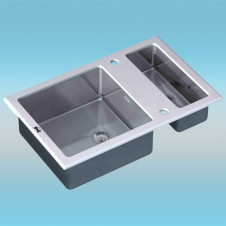 Мойка врезная ZorG INOX GLASS 800x510x190 белое стекло, 2 чаши