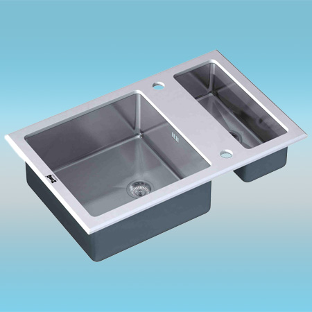 Мойка врезная ZorG INOX GLASS 800x510x190 белое стекло, 2 чаши