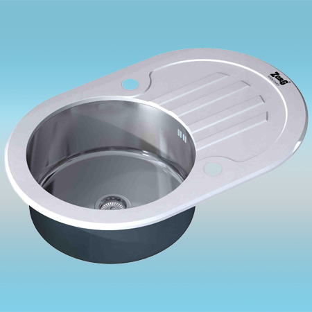Мойка врезная ZorG INOX GLASS 780x510x190 ОВАЛ, белое стекло