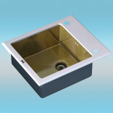 Мойка врезная ZorG INOX GLASS 600x510x200 бронзовая мойка, белое стекло