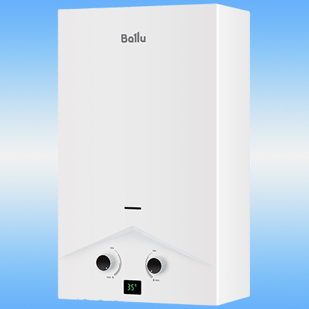 Колонка газовая Ballu GWH 10 Warmix белая, открытая камера, механическое управление 550х330х190