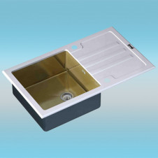 Мойка врезная ZorG INOX GLASS 780x510x200 бронзовая мойка, белое стекло