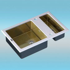Мойка врезная ZorG INOX GLASS 800x510x190 бронзовая мойка, белое стекло