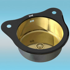 Мойка врезная ZorG INOX GLASS GL 510 BLACK BRONZE 510x190 круглая бронзовая, черное стекло 