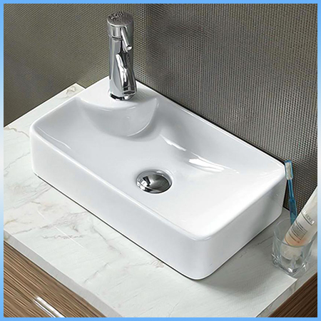 Умывальник накладной MELANA 800-4121 прямоугольный, белый 440x260x115