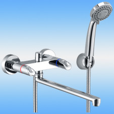 Смеситель для ванны WasserKraft Lossa 1202L двухвентильный, длинный плоский излив, хром