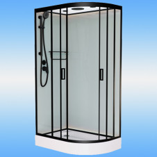 Душевая кабина Frank F411L Black левая, низкий поддон, прозрачные стекла 1100х800х2000