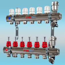 Коллекторная группа VALTEC со встр. расх. в сборе, 1 1/4х4 выход Евроконус ø 3/4