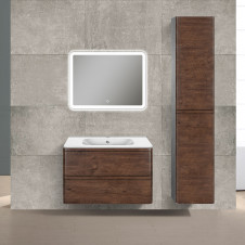 Тумба подвесная VINCEA VICO VP800 + раковина искуст.камень, темное дерево,  790x466x500